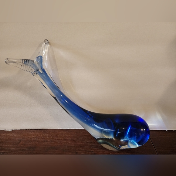 5th Avenue Crysyal.Vintage Blown Glass Whale. Large Cobalt Blue Sculpture - Picture 2 of 8